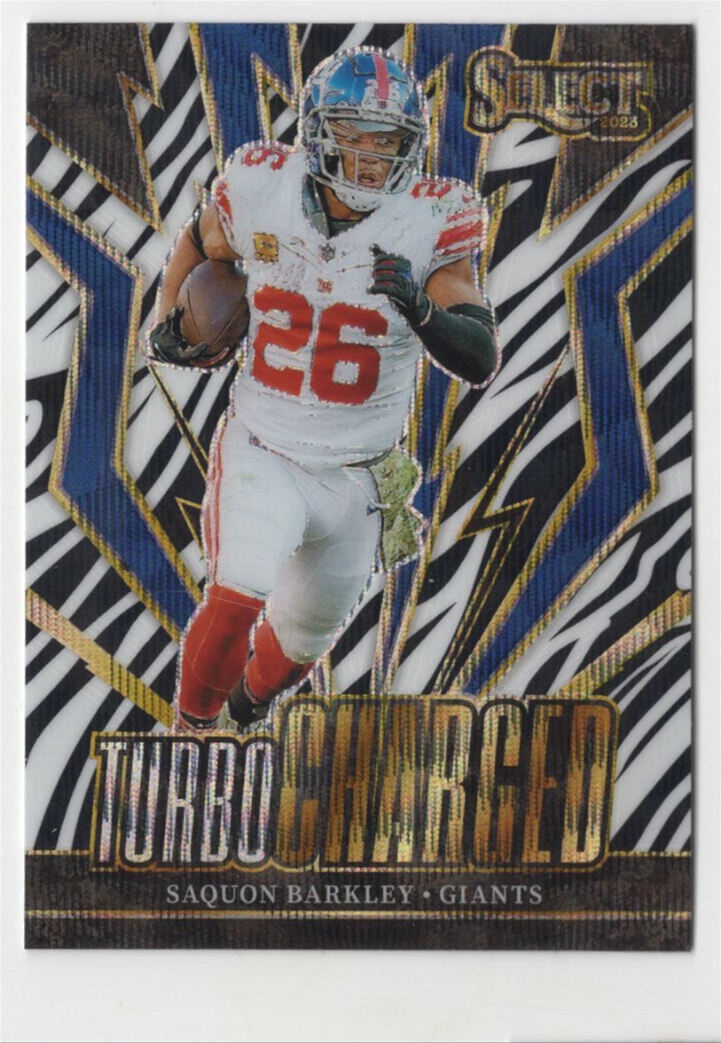 2023 Panini Select Turbocharged Zebra Prizm Saquon Barkley Giants #TUR-SBA