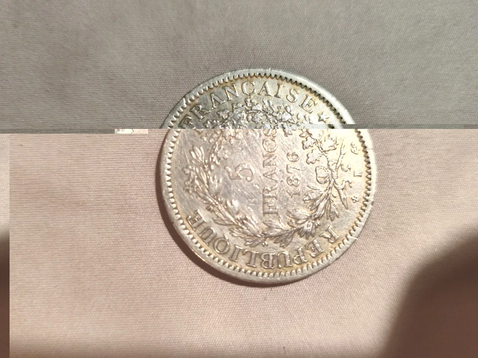 pièce 5 francs argent hercule 1876 atelier K - Photo 2/4