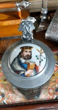 Antiker Uranglas ?? Bierkrug um 1900 &ndash; Gambrinus Porzellandeckel