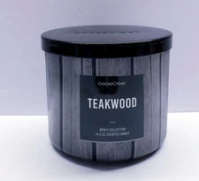 Goose Creek TEAKWOOD Men's Collection Large 3-Wick Scented Candle, 14.5 oz