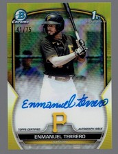 2023 Bowman Chrome Enmanuel Terrero Yellow Refractor Autograph Auto 41/75