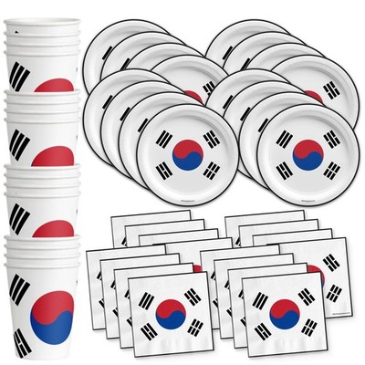 South Korean Flag Birthday Party Supplies Tableware Kit Fits 16 Guests