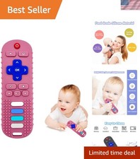 Adorable Pink Silicone Teether - Baby Remote Teething Toy for Ages 0-18