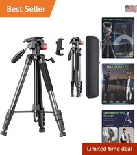 Durable 74-Inch Tripod with 360  Adjustment and Bubble Level for Precision