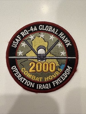 USAF RQ-4A Global Hawk 2000 Combat Hours Global War on Terrorism GWOT Patch