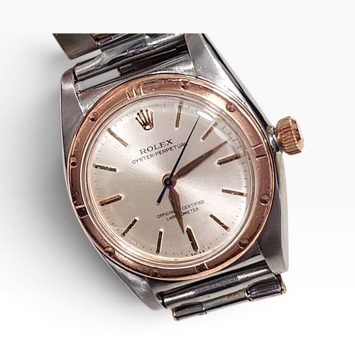 W/Box Vintage Rolex Oyster Perpetual 31 mm Steel 18K Rose Gold Watch 3372