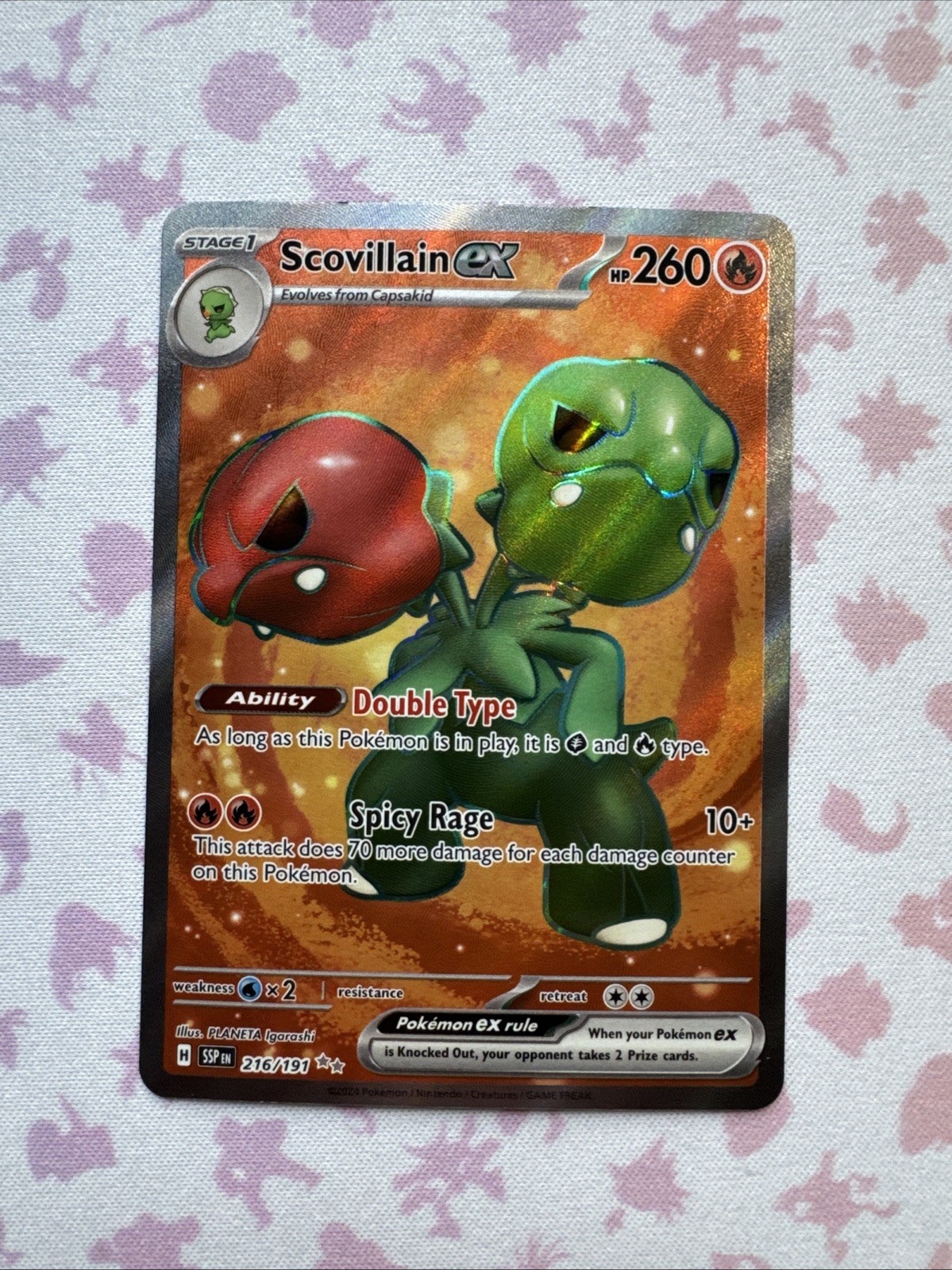Pokemon TCG Scovillain EX 216/191SV08: Surging Sparks Holo Full Art