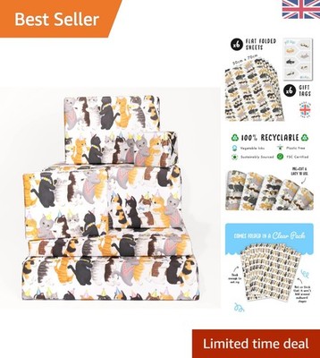 Geschenkpapier Katzenconga - 6 Blatt umweltfreundliche Geschenkpapier für Katzenliebhaber