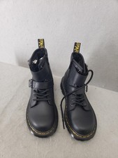 Dr Martens 1460 Buckle Boots Youth 2 Black Leather Zip Combat AW004 School Shoes