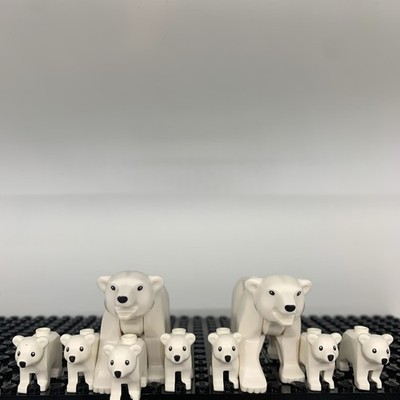 Lego Bears-  White Polar Bear Cub - Family Lot of 9 New