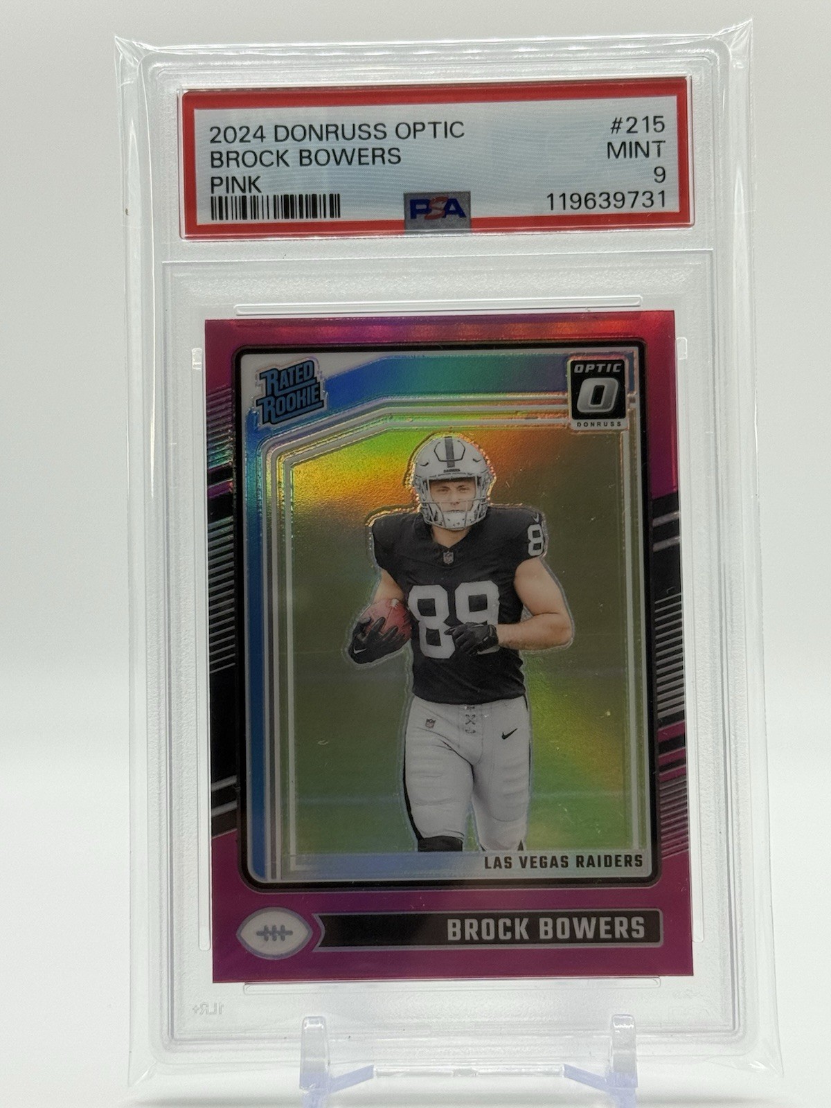 2024 Panini Donruss Optic BROCK BOWERS #215 PINK PRIZM Rookie Card (RC) PSA 9 🔥