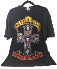 Gun And Roses Graphic T Shirt Size L Black Rock N Roll 