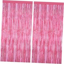 Tinsel Backdrop Foil Fringe Curtains - 2 Packs Door Streamers Backdrop for Pink