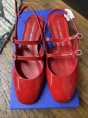 stuart weitzman sandals Claris Mj Slingback Cherry Patent Leather Red