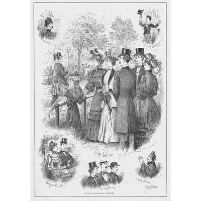 LONDON Royalty Expected, Crowds on Rotten Row Hyde Park - Antique Print 1893