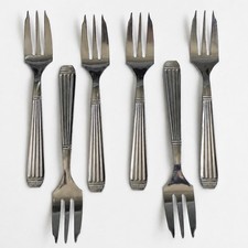 Guy Degrenne Normandie 6 Fourchettes à Gâteau Inox Vintage Cake Forks Set