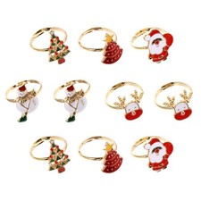 10 Pcs Creative Circlets Adorable Finger Rings (Golden White Red Green)