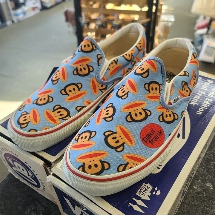Vintage Paul Frank Julius Vans, Mens, 2001 Slip-on Sneakers *RARE*, Size 11 Frank Ocean Sneakers - Custom Slip Ons White - Custom Vans  main image 3