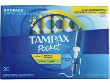 Tampax Pocket Pearl Plastic Tampons, Duopack (Regular/Super Absorbency), Unscent