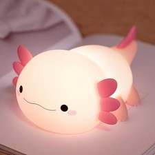 Axolotl Night Light, Cute Night Light for Kids, Animal Silicone Pink Axolotl