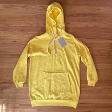 Everlane Women's The Hoodie Dress in Marigold Yellow Size S Mini Fleece Organic