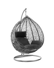 Image of Rattan Swing Egg Chair With Cushion & Stand Hanging Garden Patio Seat In/outdoor