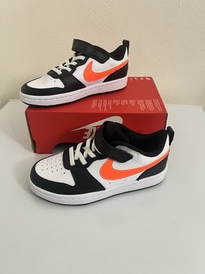 NIKE Court Borough Low 2 Boys (PSV)' Trainers White/Black/Orange Size 2Y