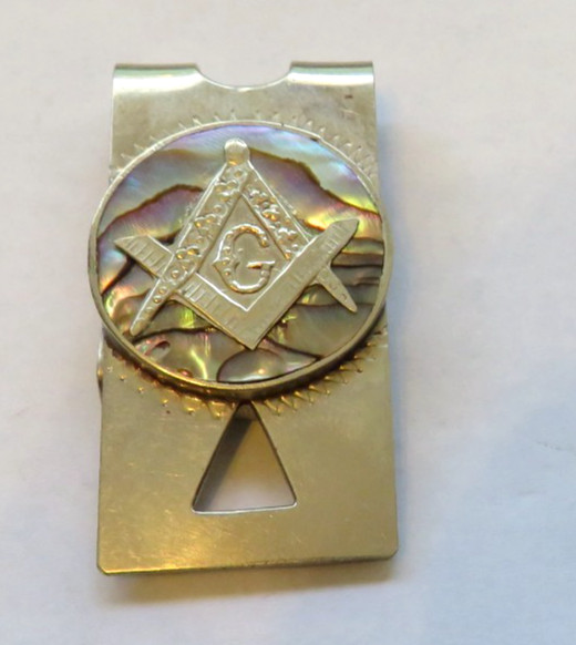Masonic Money Clip With Abalone Inlay Work-image
