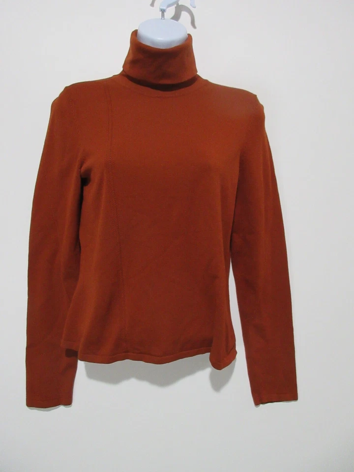 Suéter Talla S ETCETERA Marrón Oxidado Cuello Torre Detalle Ojales L/S Naranja Foto 2 de 4