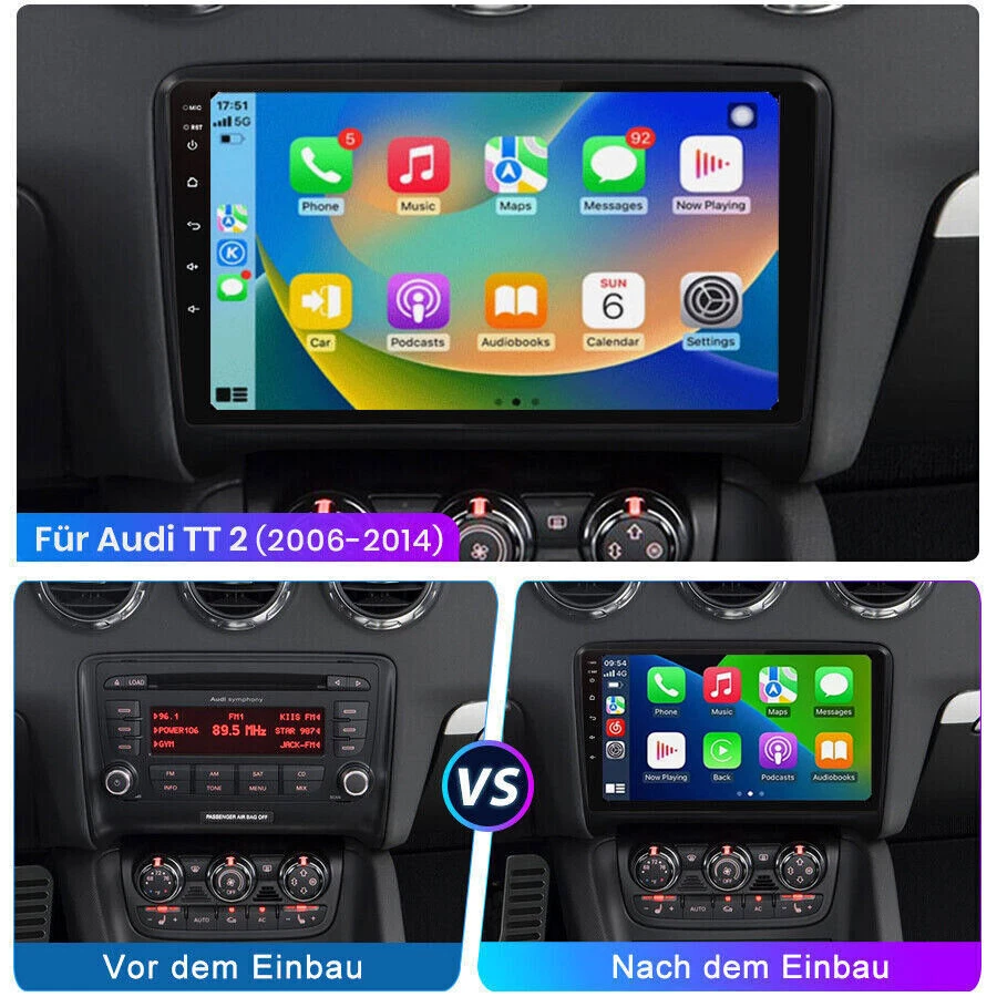 Für Audi TT MK2 8J 2006-14 Carplay Autoradio GPS NAVI WIFI RDS Android 15 4+64G - Bild 4 von 4