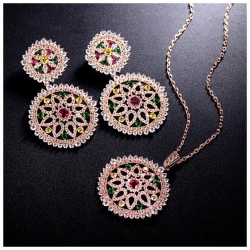 Made With Swarovski Crystals The Laurelei Gold Colorful Necklace Set $459 S6 - Picture 4 of 9