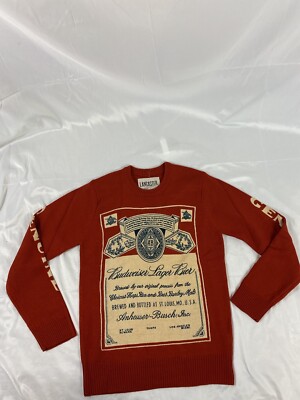 Budweiser Sweater Small Red Pullover Knit Lag Bier Beer Lancaster