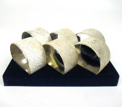 Set 6 versilberte Serviettenringe 6er Satz Silver Plated Napkin Rings ungraviert - Bild 1 von 4