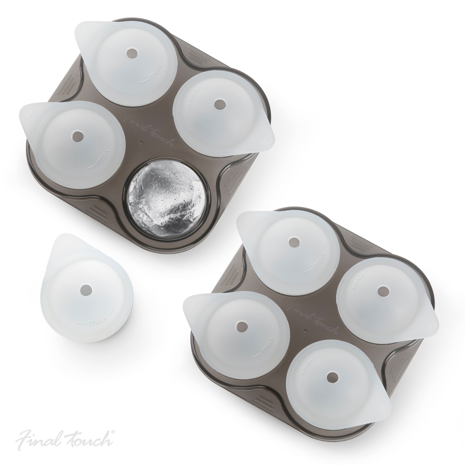 Final Touch Silicone 4 Ice Ball Tray Slow-Melting Spheres - Set of 2 BPA-Free