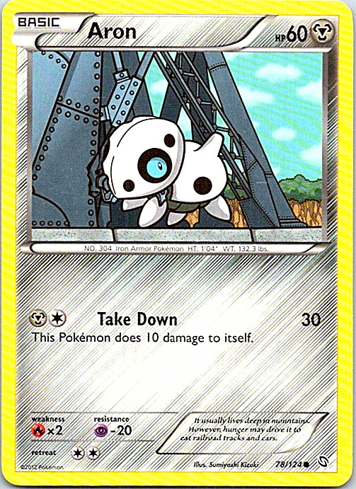 Aron 78/124 Pokemon BW Dragons Exalted Regular Light Play