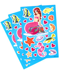 3 Sheets Sea Life Animals MERMAID Stickers Seahorse Turtle Star Fish