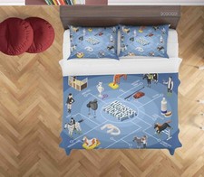 3D Jockey Horse Horseshoe Blue Quilt Cover Set Duvet Cover Bedding Pillowcases