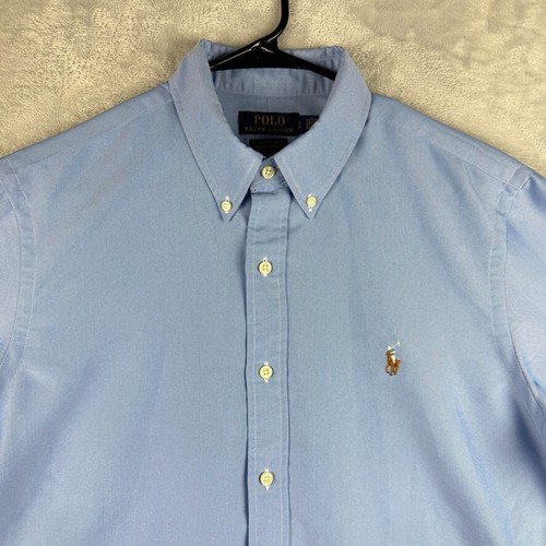 Polo Ralph Lauren Shirt Mens Large Blue Flesh Pony Long Sleeve Button Down - Picture 3 of 8