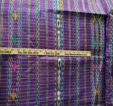Purple w/ Green, Yellow, Ikat Stripes & Colored Fish Guatemalan Handwoven Fabric