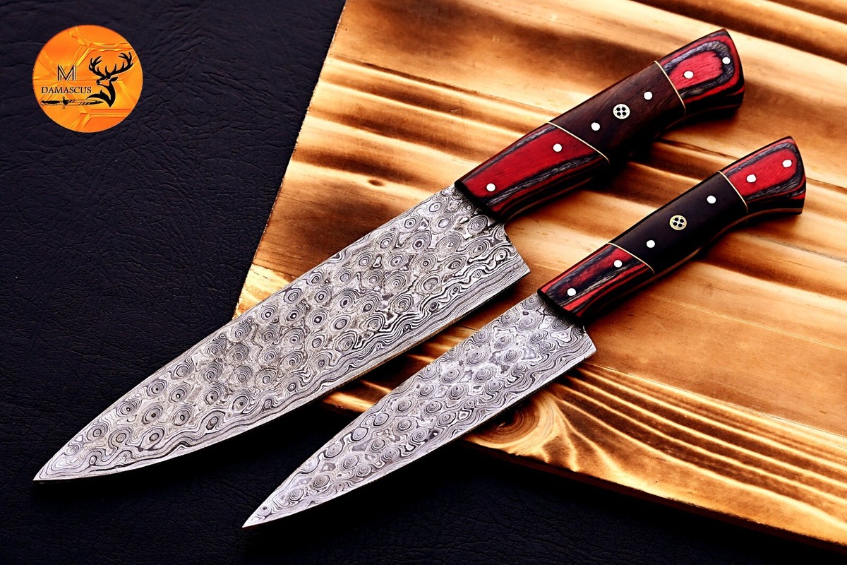 HANDMADE DAMASCUS STEEL CHEF KNIFE SET STEAK KNIFE SET KITCHEN