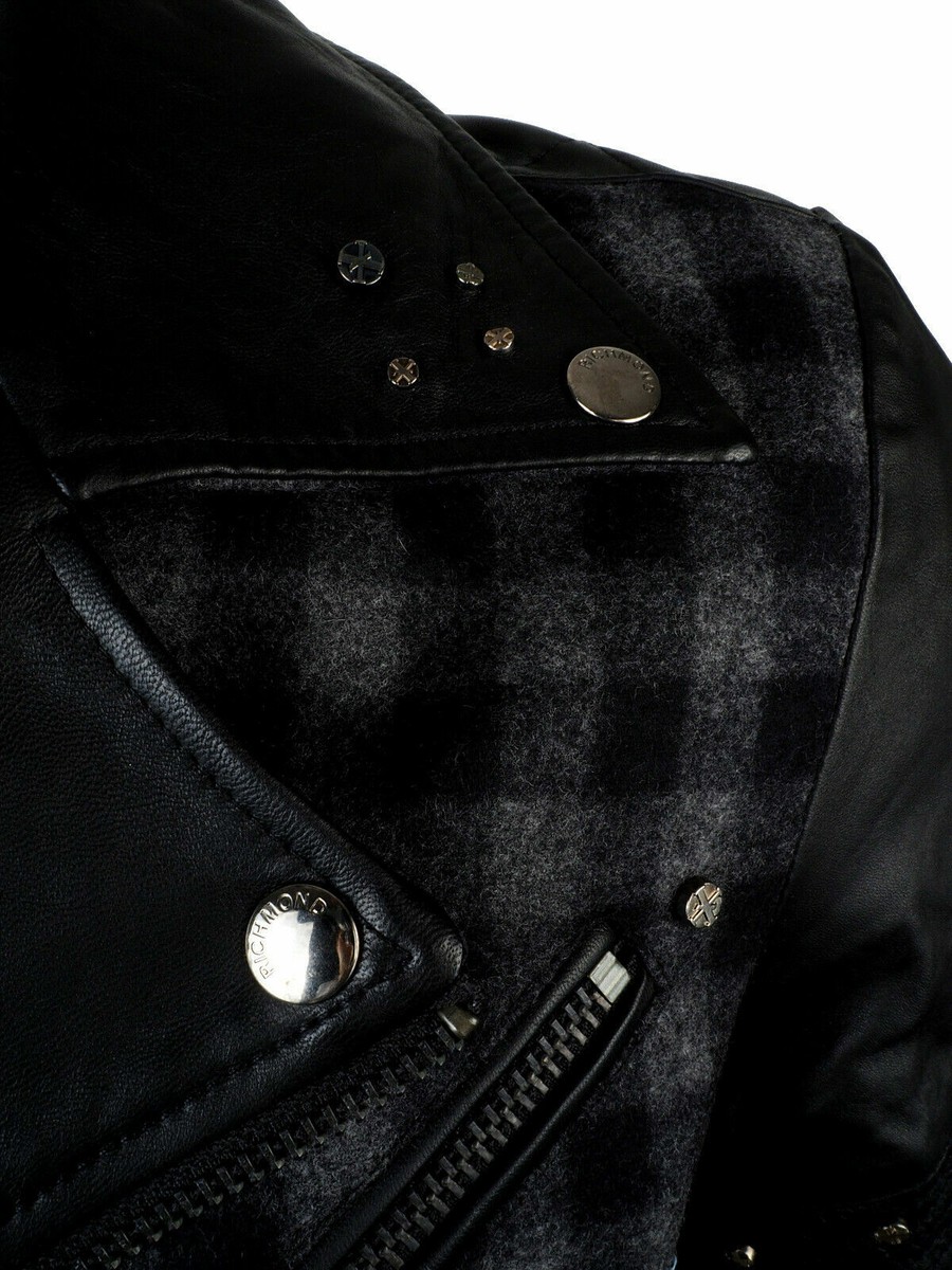 New John RICHMOND X Jacket S 46 Wool Blend Leather Biker