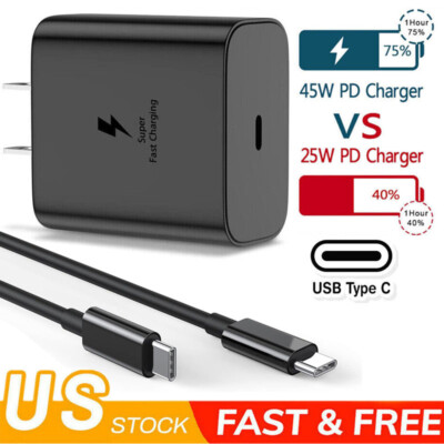 45W Super Fast USB-C Wall Charger Block For Samsung S26 S25 S24 S23 S22 Ultra+