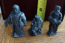 (3) Vintage Handcrafted Pewter Men Figurines 2 inches tall weigh over 1lb