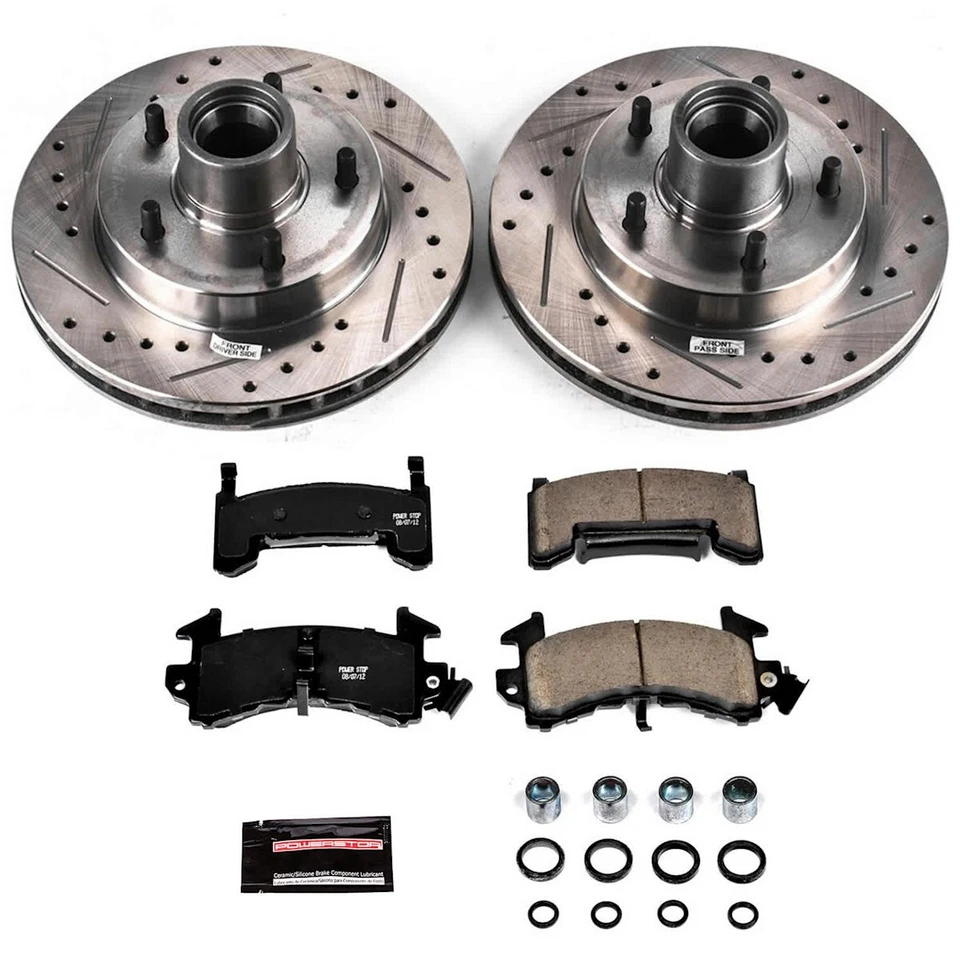 K1485 Powerstop Disco de freno y Kits de pastillas Juego de 2 ruedas delanteras para Chevy Olds Cutlass Foto 3 de 3