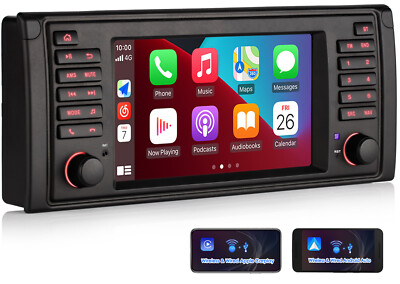 Wireless Apple Carplay radio Android 14 2+64G GPS Navi Für BMW 5er E39 M5 X5 E53