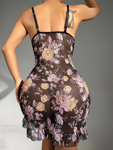 Sexy Spaghetti Strap Lingerie Womens Lace Skirt Sleepwear Deep-V Dress G-string - Picture 73 of 115