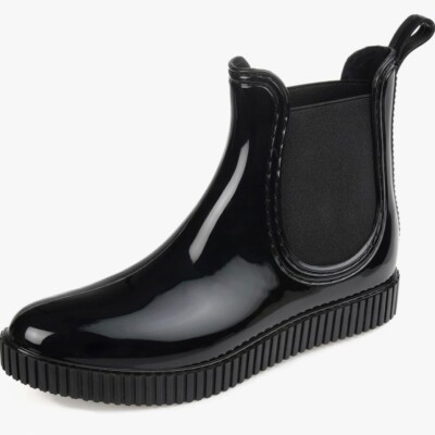 JOURNEE COLLECTION DRIP Water Resistant Ankle Rain Boots Size 9 Black