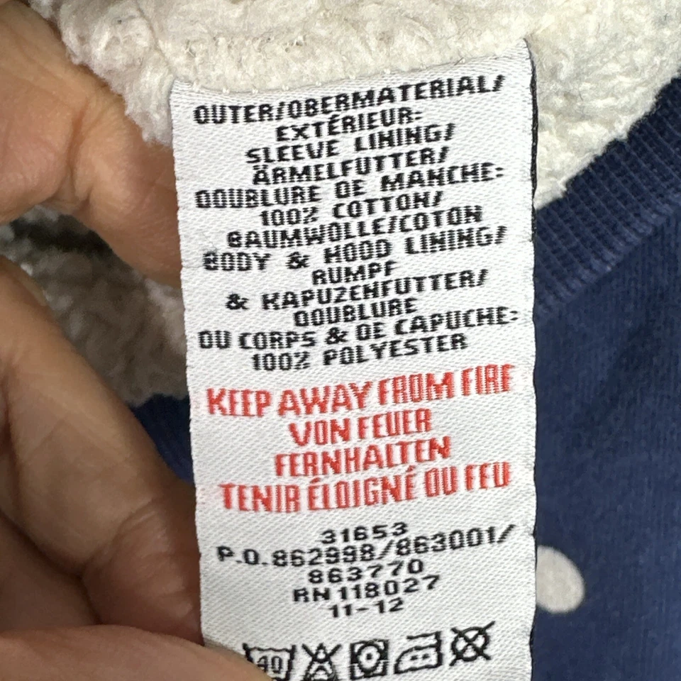 Mini Boden Sudadera con Capucha Niños 7-8 Años Azul Blanco Lunares Cremallera Sherpa Forrado Chaqueta Abrigo Foto 4 de 4