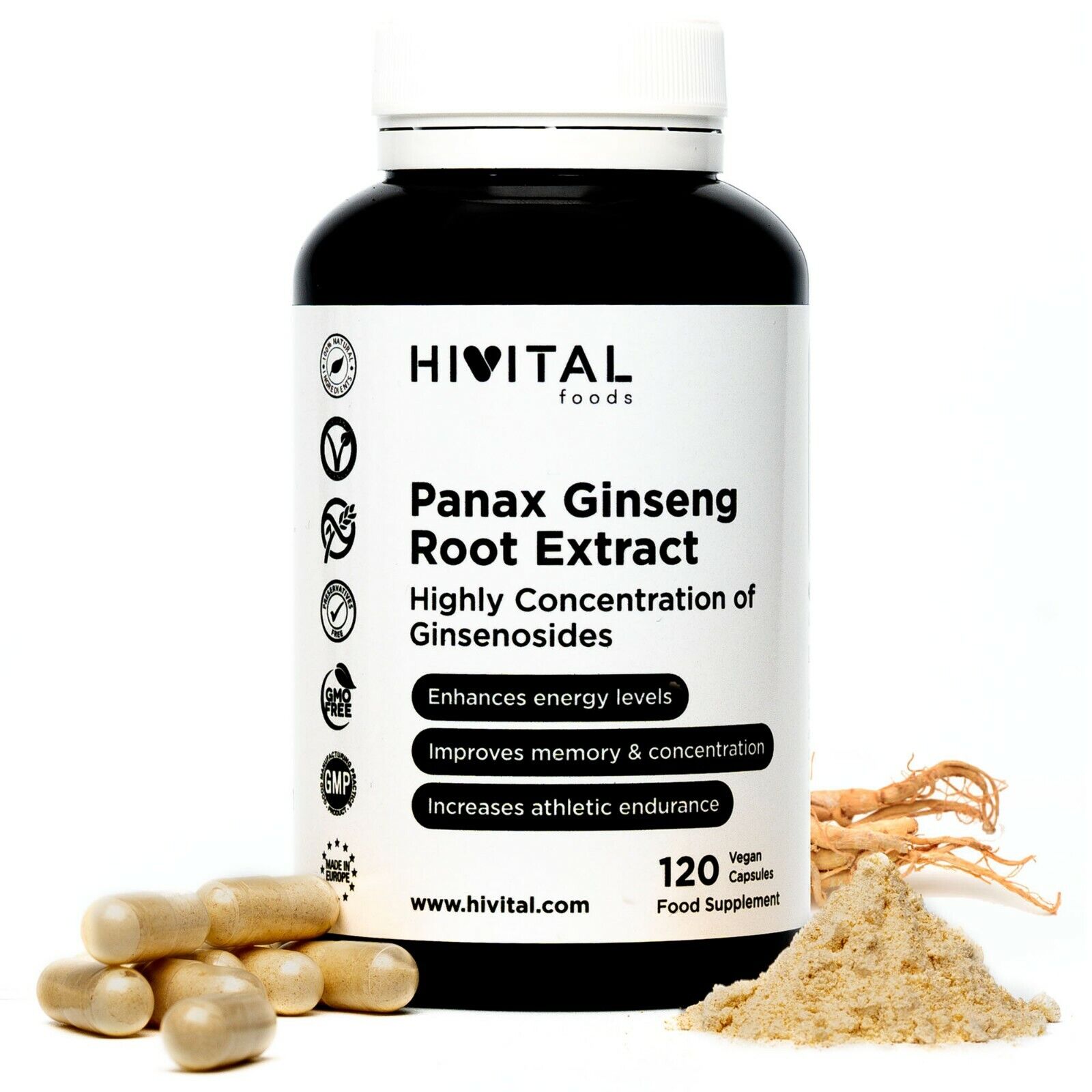 Panax Ginseng 2500 mg con 50 mg de principio activo Ginsenósidos |...