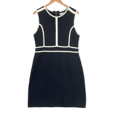 Calvin Klein Dress Womens Black Knit A Line Sleeveless Back Zipper Classic